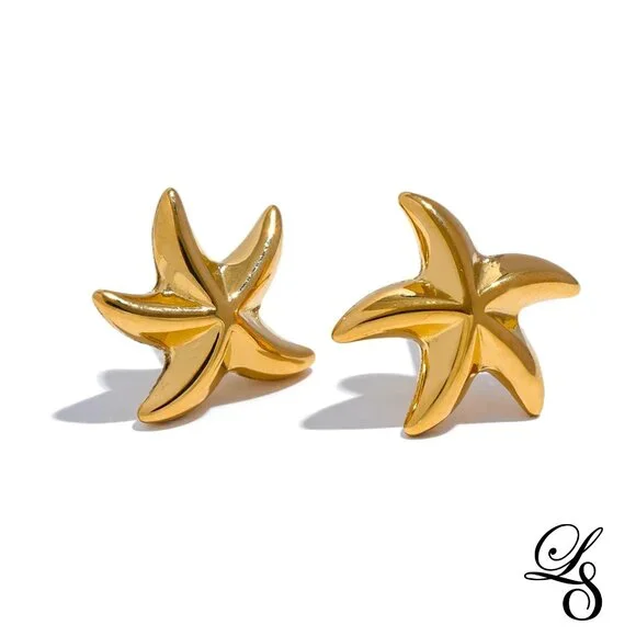 🌊 New 18K Gold Starfish Stud Earrings 🌊 - Picture 4 of 4